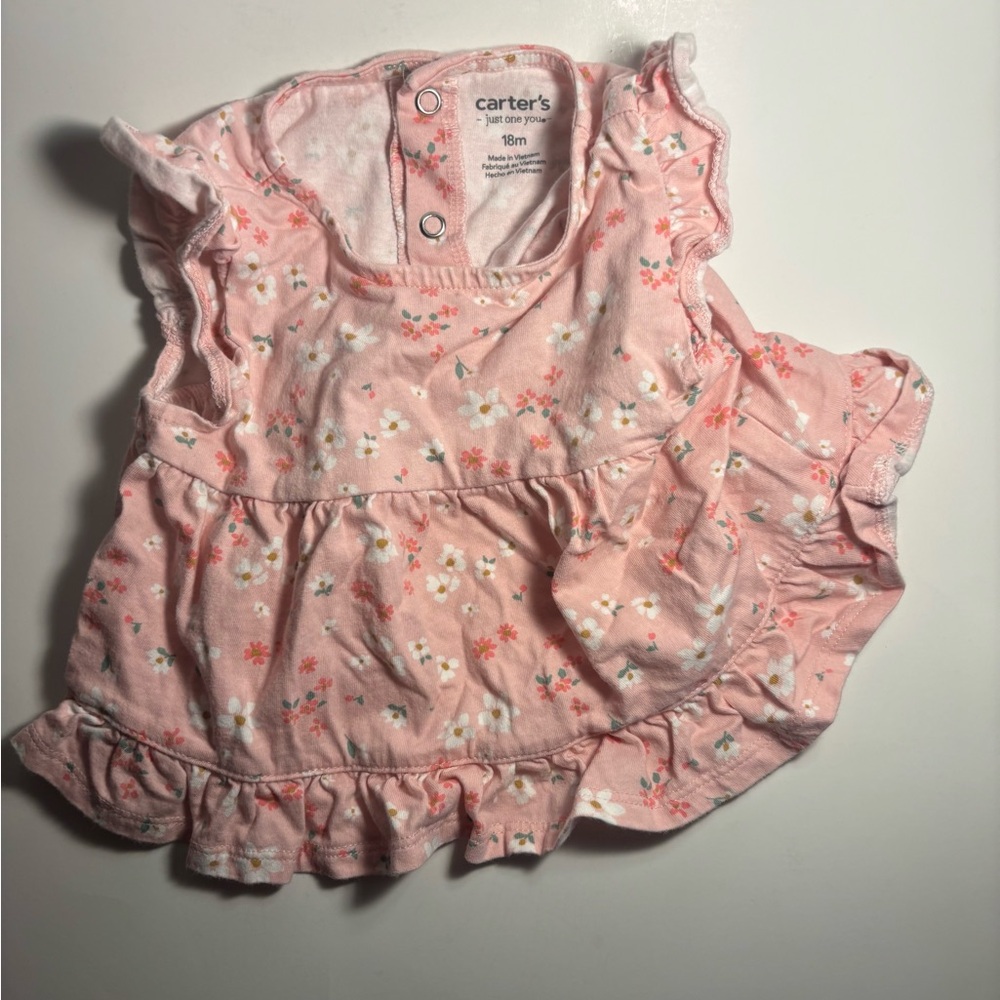 Carter's Light Pink Floral Ruffle Tank Top